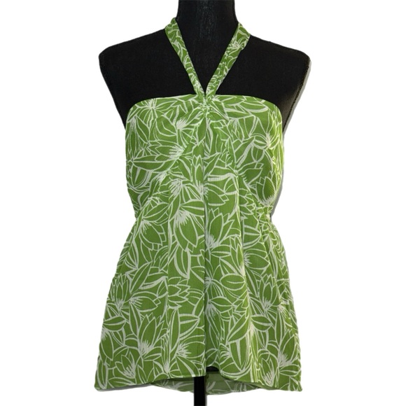 Ann Taylor Loft - Green Floral Halter Top - Size 10 - Picture 8 of 9